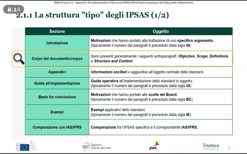 avvia video: Seminari Specialistici della RGS: Introduzione agli IPSAS – La struttura degli IPSAS. IPSAS 12, IPSAS 16 e IPSAS 17